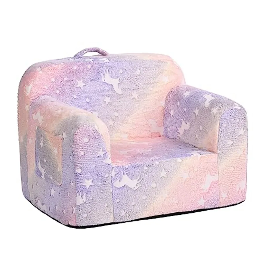 Lightweight Sofa with Carrying Handle and Side Pockets for Toddlers Foam Chair with Armrests Ideal for Reading or Playing Porta