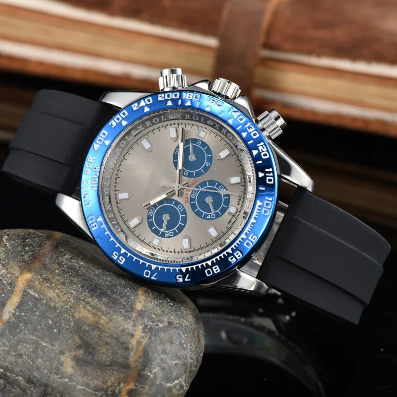 2025 Reloj deportivo de lujo para hombre, correa de goma, calendario, pantalla resistente al agua, movimiento de cuarzo de 100M, estilo informal de negocios