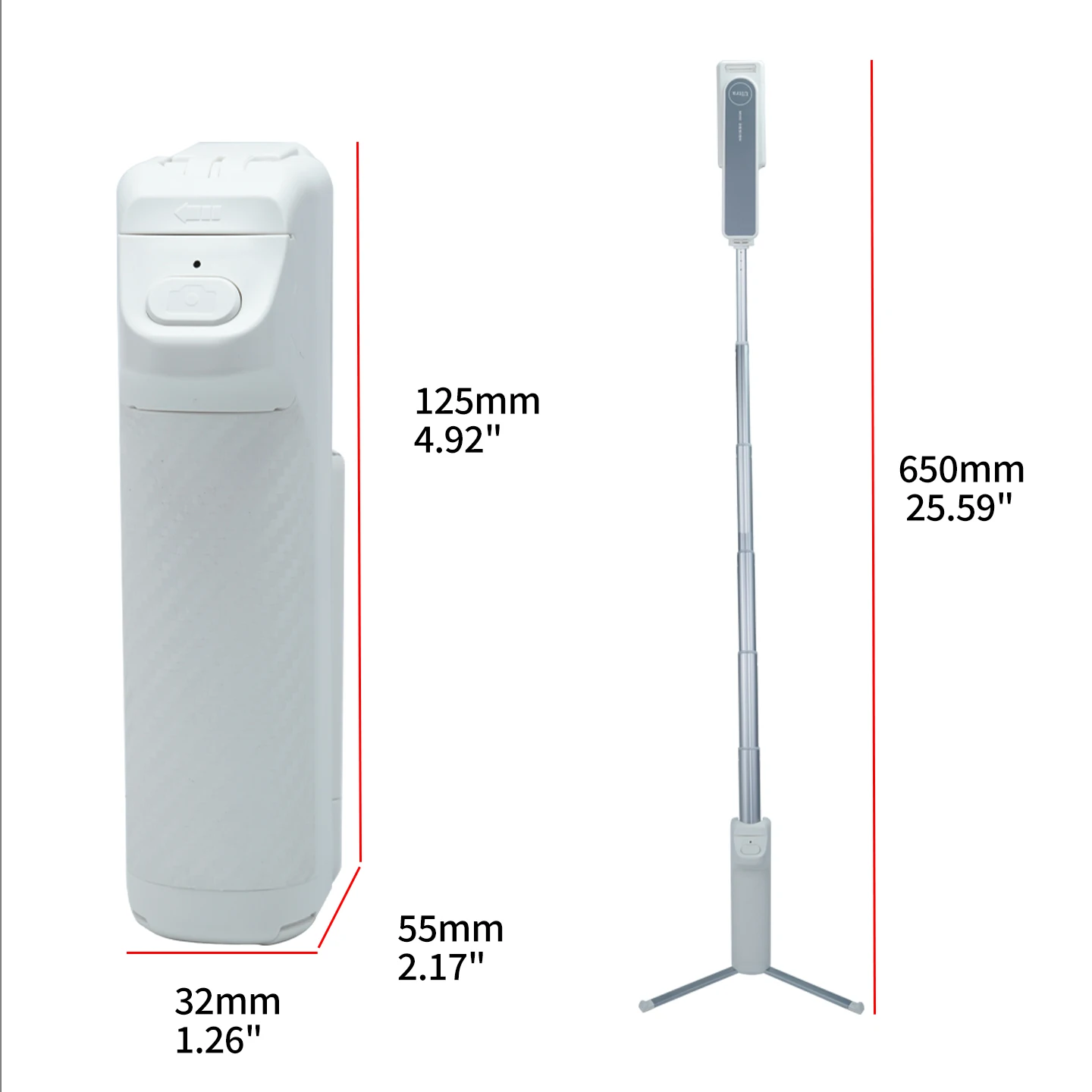 3 in 1 Selfie Stick Tripod Handle 125mm Pocket Size Bluetooth-Compatible Remote Universal for 4 to 7 Inch Smartphone Travel Vlog