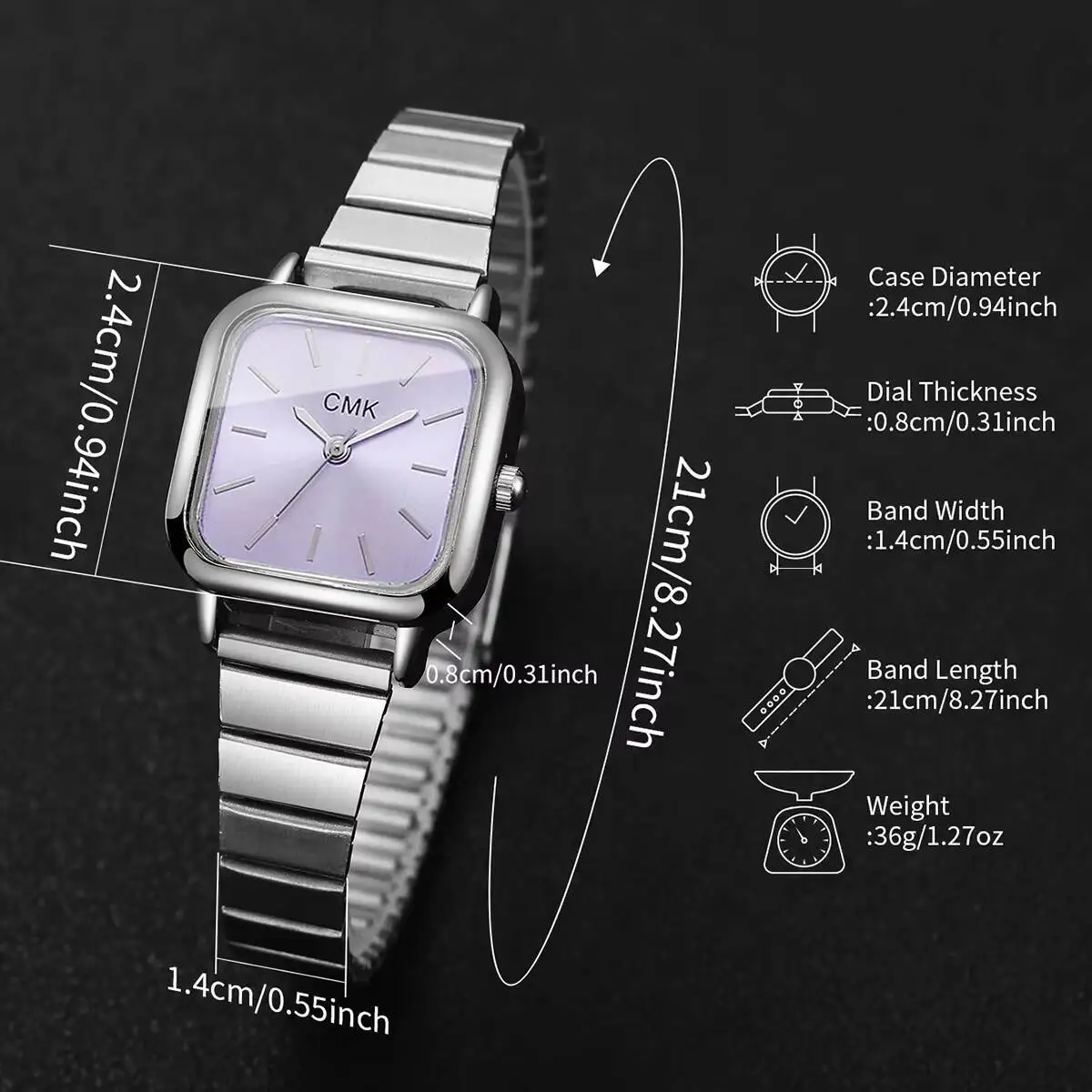 2/3/4/5/6PCS Fashion Square Women Watches Set Ultra-thin Stainless Steel Strap Quartz Wristwatch Girls Clock（Without Box） - view 6