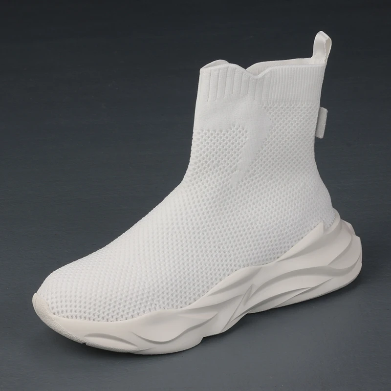 

New Fashion Versatile White Mesh Men's Trendy Shoes Lightweight, Comfortable, Thick Sole Heightened