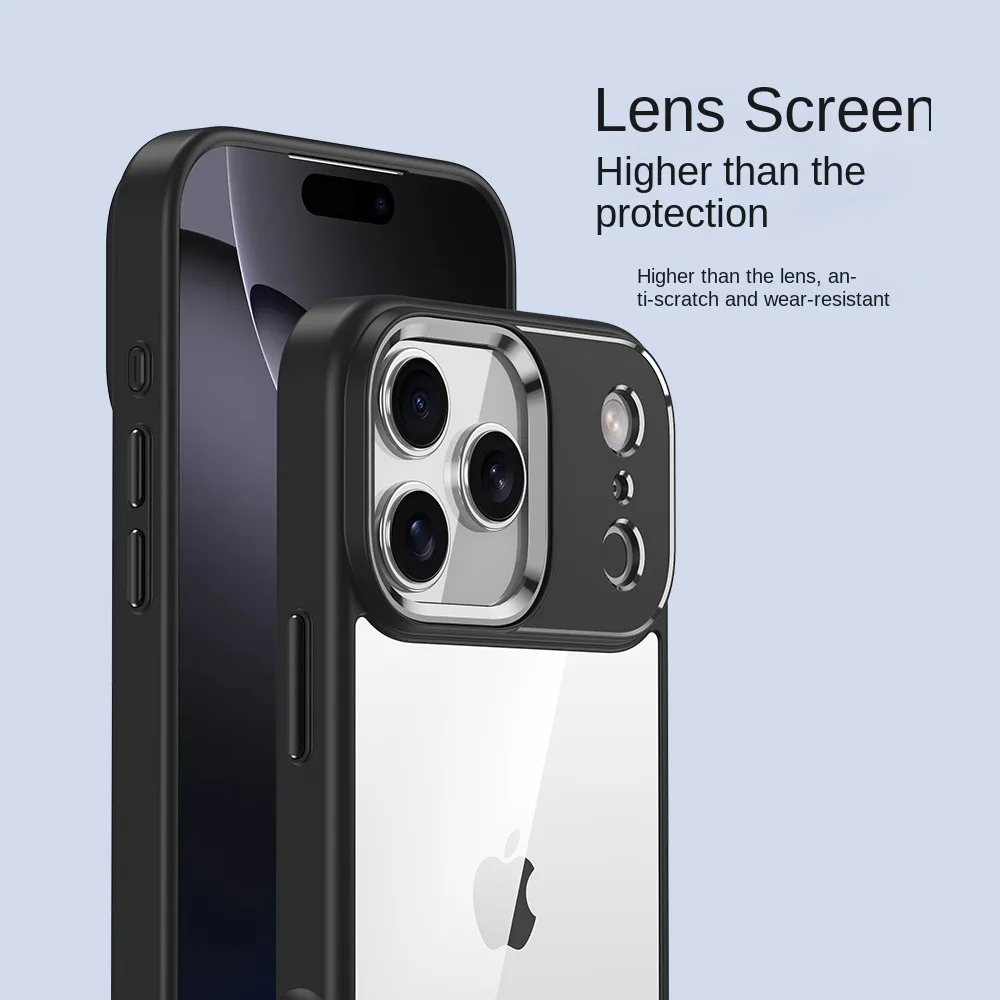 Titanium Metalen Lens Frame Case Voor iPhone 17 Air 16E 16 15 14 13 12 Mini 11 Pro Max Plus HD Transparant Schokbestendig Bumper Cover