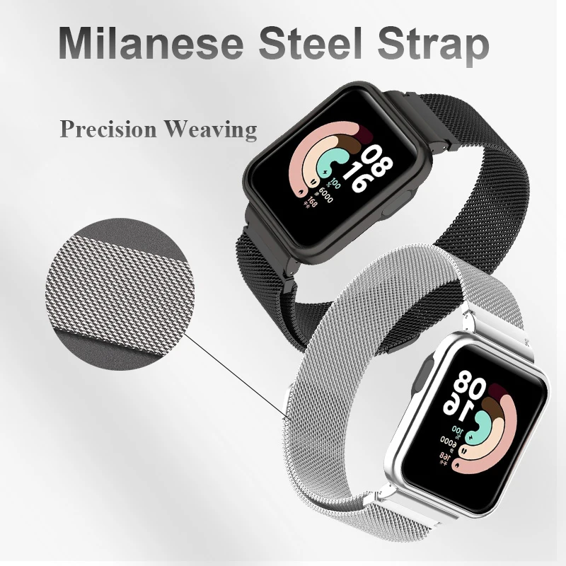 Correa para Xiaomi Redmi Watch 2 Lite 3, banda activa Mi Watch con funda protectora de Metal, parachoques, pulsera de bucle magnético para Redmi