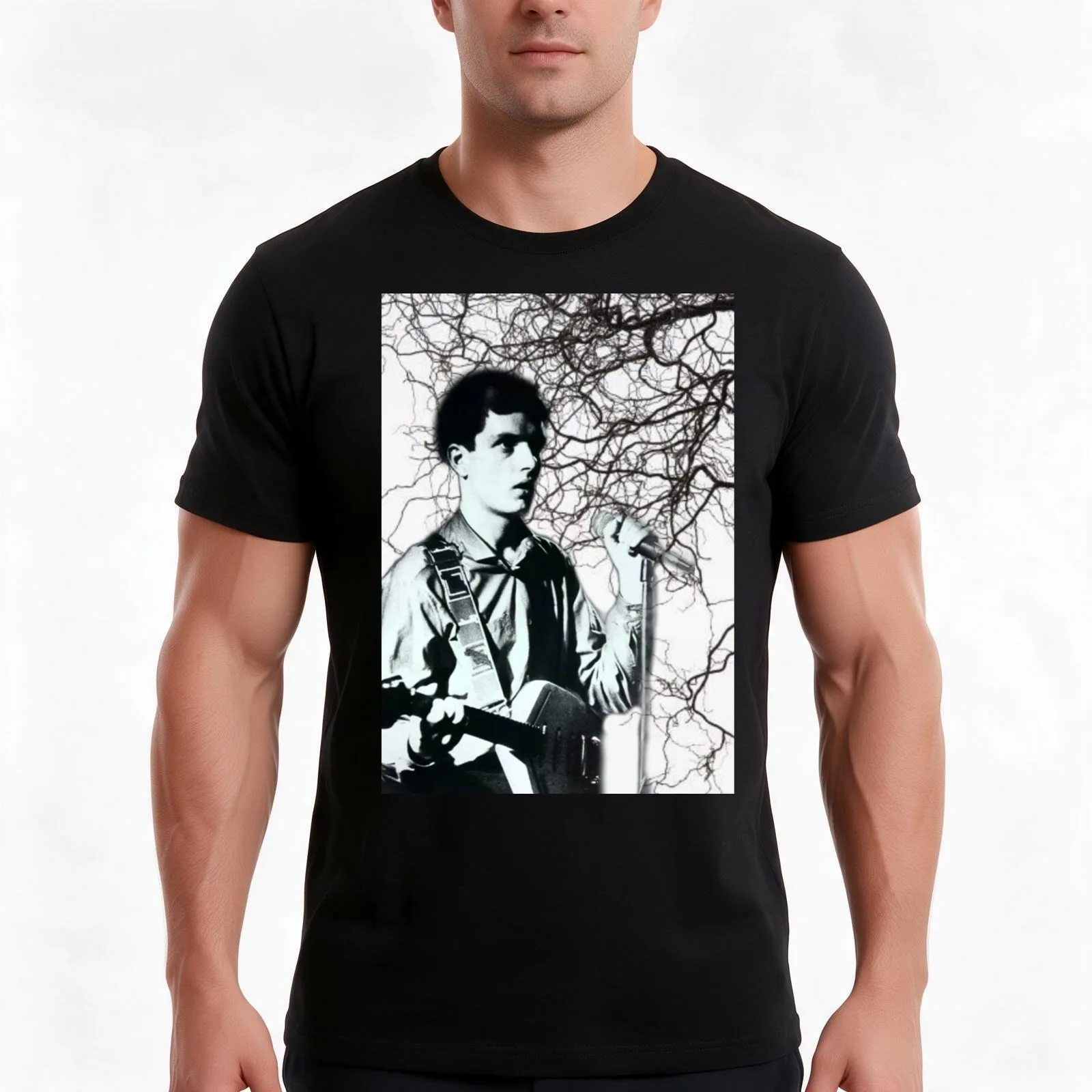 Ian Curtis T-Shirt, Summer Casual Cotton Tee, Oversized Streetwear Tops, Vintage Graphic Print, Loose Fit Short Sleeve