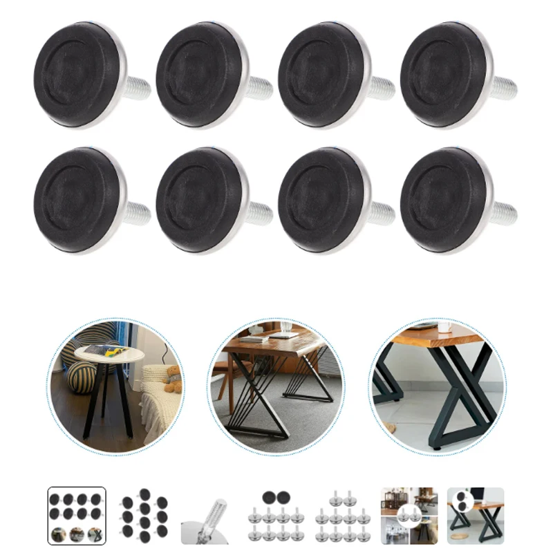 8 Pieces Leveling Steel Furniture Legs Tea Table Cabinet Shelf Leg Pad Anti-slip Base Adjustable DIY Feet 13mm 18mm 27mm