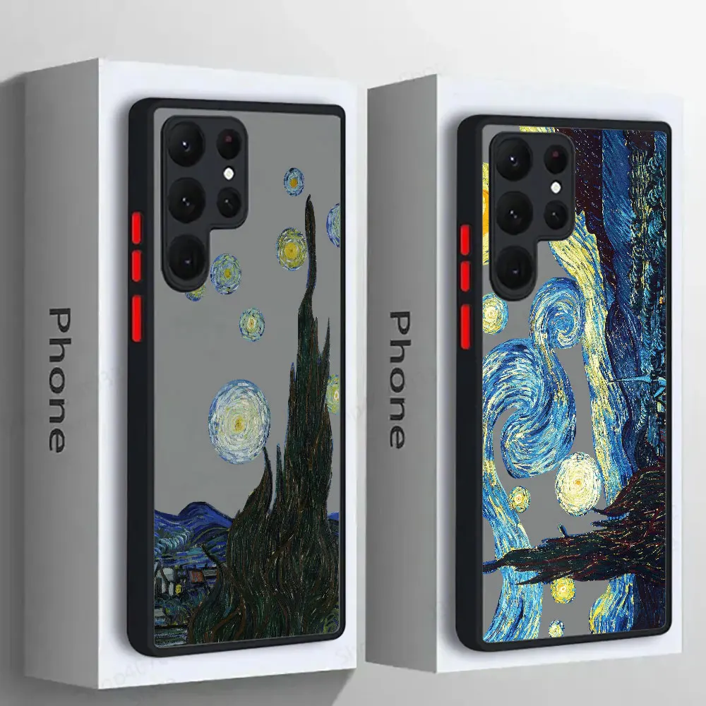 

Van Gogh Starry Night Sunflower S25 Ultra Case For Samsung Galaxy S25 S24 S23 S21 S20 FE S22 Plus Note20 Ultra Matte Phone Cover