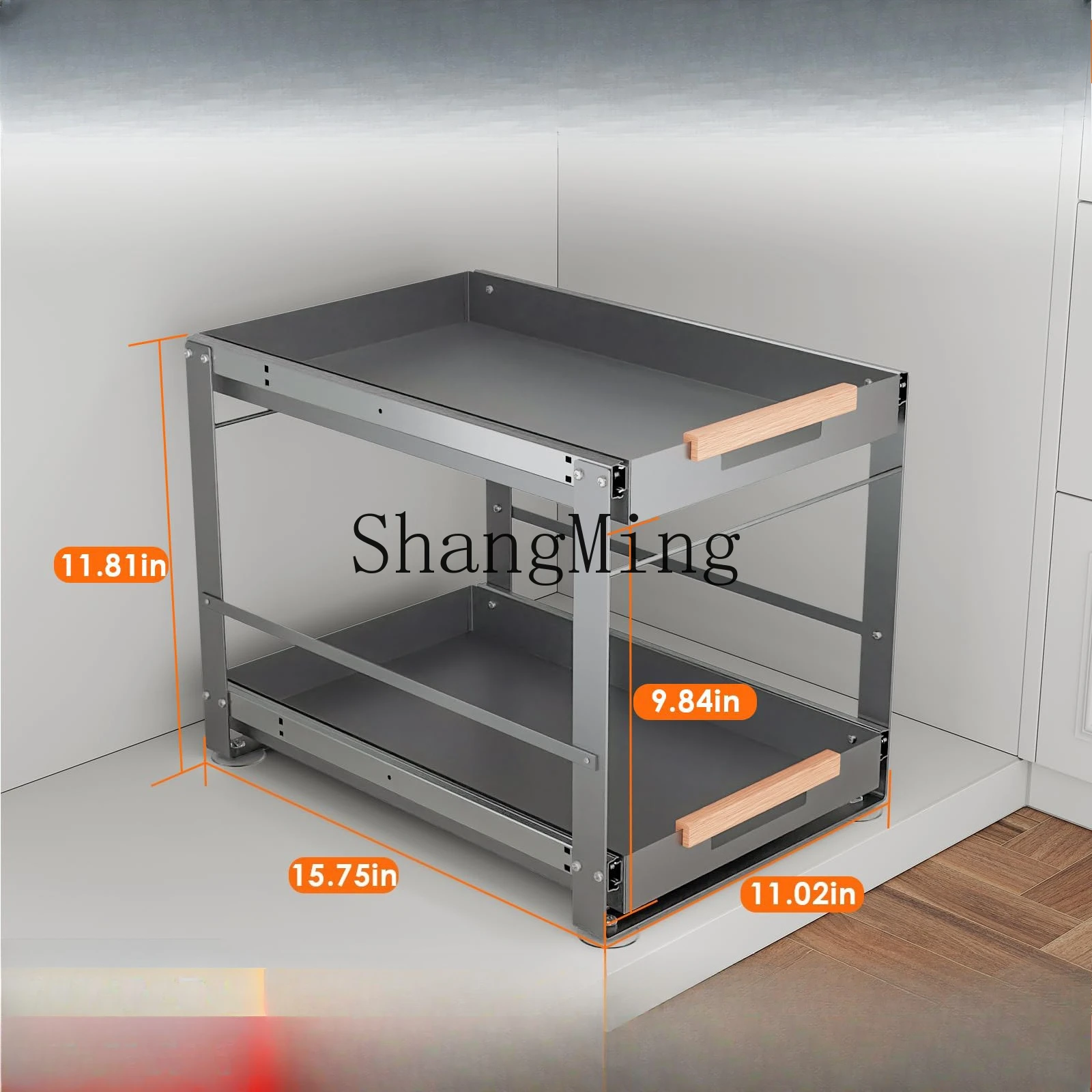 SM Kitchen Bathroom Laundry Cabinet Storage Rack Pull-out 2-layer Slide-out Sink Rack