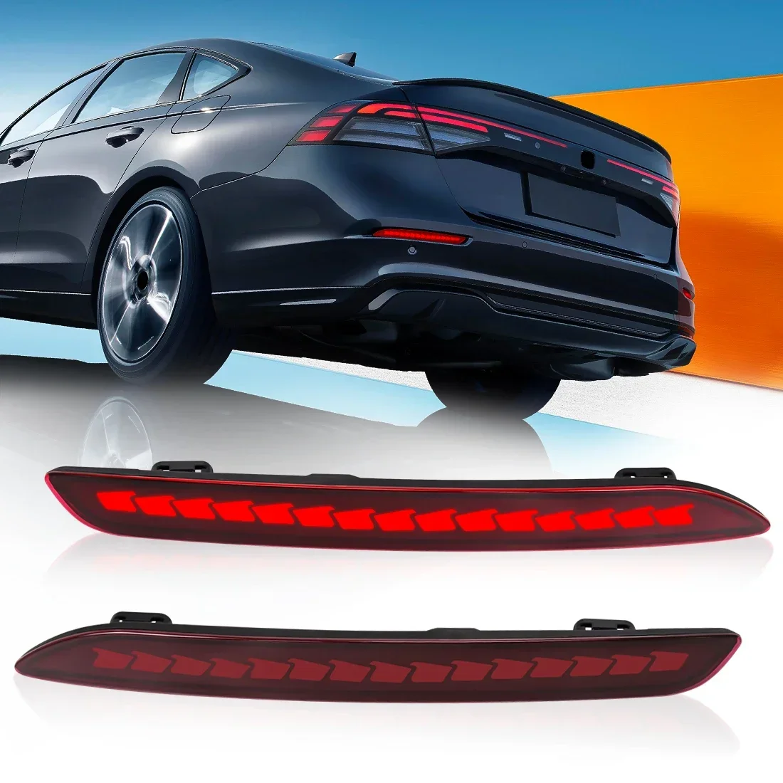 Waterproof LED Rear Bumper Reflector Light Car Accessories For Honda Accord 2023 2024 Auto Brake Warning Lamp Multi-function 12V