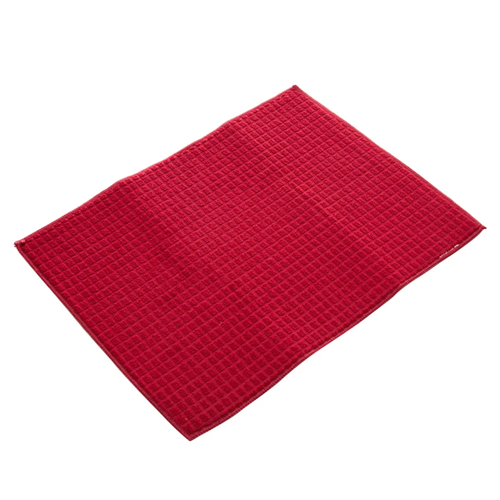 

1pc Dish Drying Mat Super Absorbent Microfiber Kitchen Supplies Stemware Checkered Mold Prevention Moisture Control