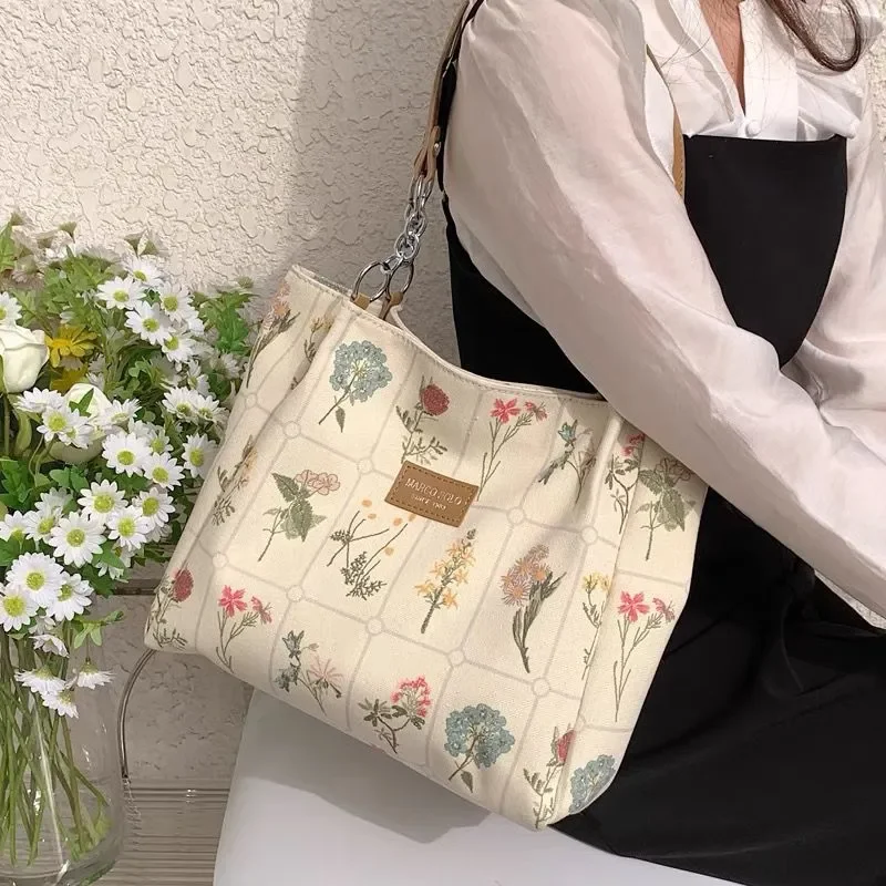 Tote Bags for Women Handbags Luxury Designer Bag Canvas Flower Printing Shoulder Bags Zipper Handbag Large Capacity Shopper