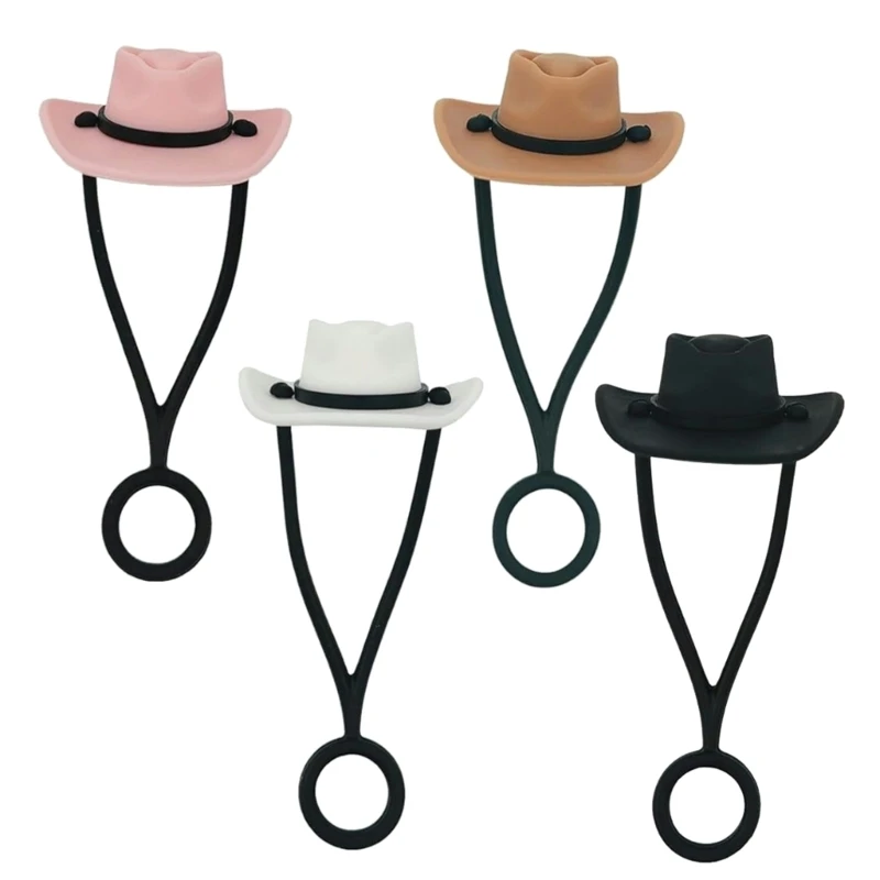 

4Pcs DustProof Drinkings Straw Tip Lid Cowboy Hat Silicones Straw Cover Caps Drop shipping