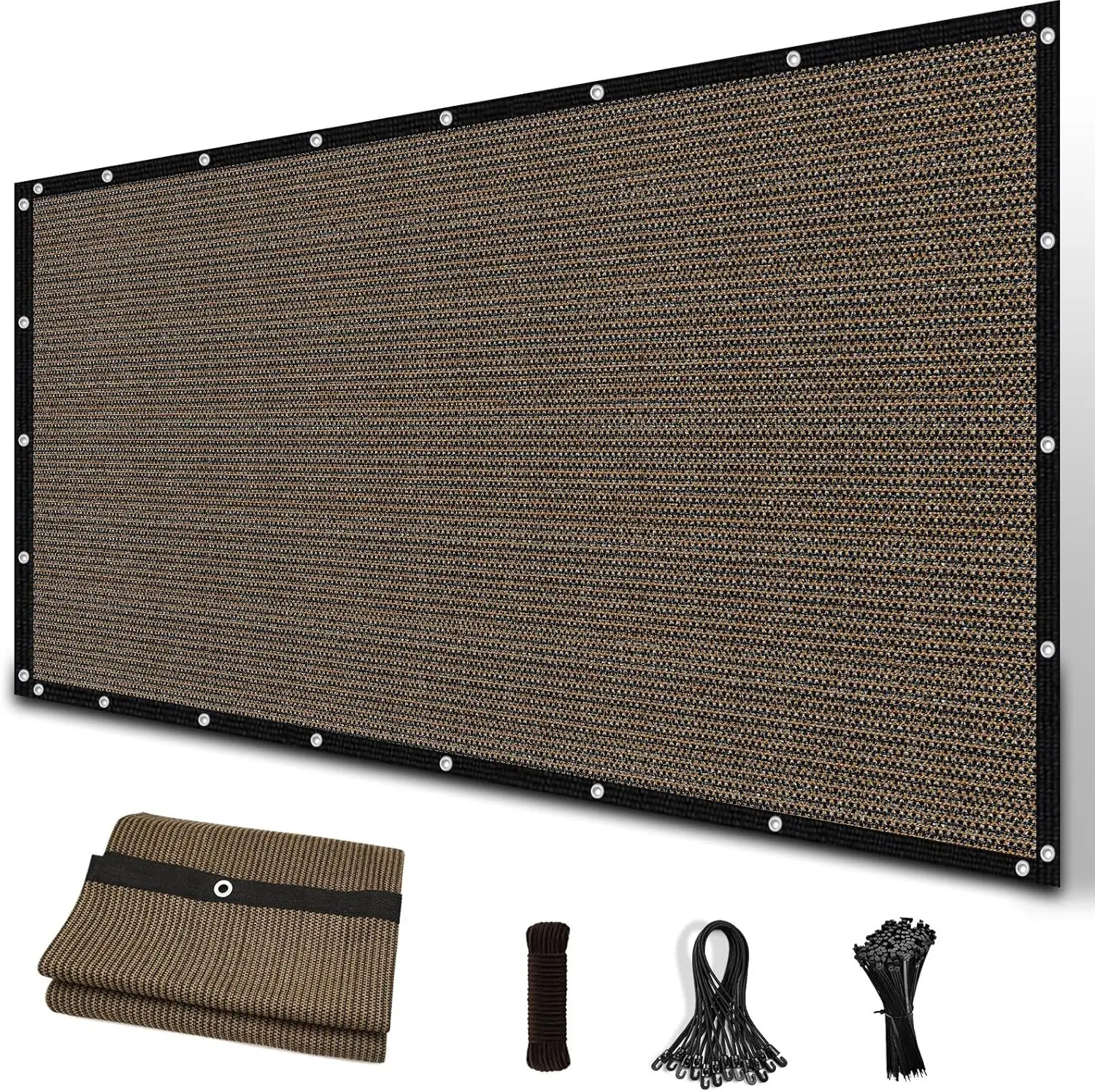 

90% Sun Shade Cloth with Grommets, 10'x20' Pergola Replacement Cover, Privacy Screen for Patio Garden, Mocha