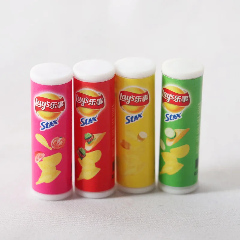 4pcs Miniature Dollhouse Simulation Potato Chips Bottle Model Doll house Play Kitchen Food Barbies Pullip 1/6 Doll Toy