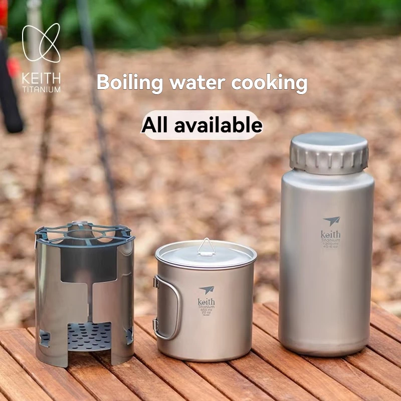 

Keith Titanium Sports Water Bottle - 0.9L/1.2L Large Capacity Outdoor Camping Drinkware with Wide Mouth Non-Threaded Kettle