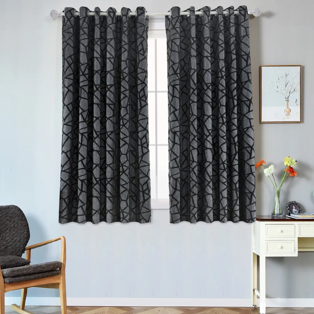 NAPEARL Short Modern Curtain Living Room Window Kitchen Grommet Top Treatments Semi-Blackout Ready Made for Bedroom