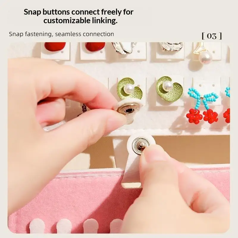 3-in-1 Hängender Schmuck-Organizer zur Wandmontage, Brillen-, Ohrring- und Halsketten-Aufbewahrungstasche, tragbarer Aufbewahrungsbeutel für Zuhause und Reisen – Detail 3