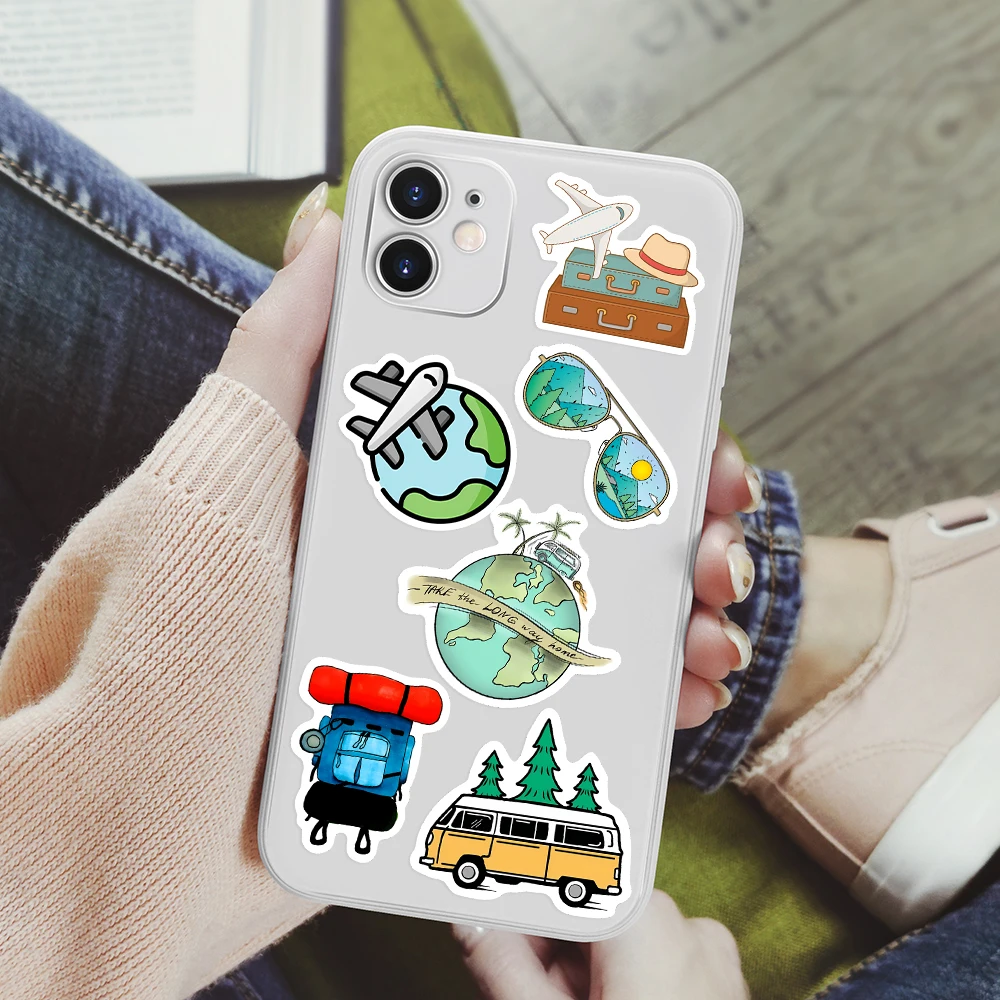 10/25/50PCS Mixed Travel World Waterproof Outdoor Hiking  Stickers DIY Skateboard Laptop Luggage Cup Bike Motorcycle Phone PVC