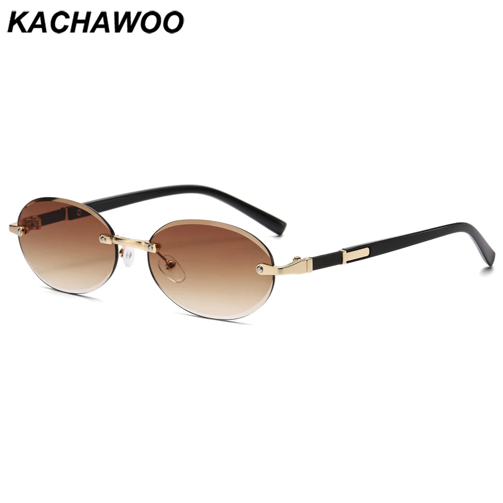 Kachawoo vintage owalne okulary przeciwsłoneczne bez oprawek damskie okulary przeciwsłoneczne retro uv400 metalowe oprawki męskie unisex w stylu