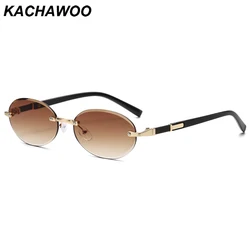 Kachawoo vintage owalne okulary przeciwsłoneczne bez oprawek damskie okulary przeciwsłoneczne retro uv400 metalowe oprawki męskie unisex w stylu europejskim brązowo-niebieskie