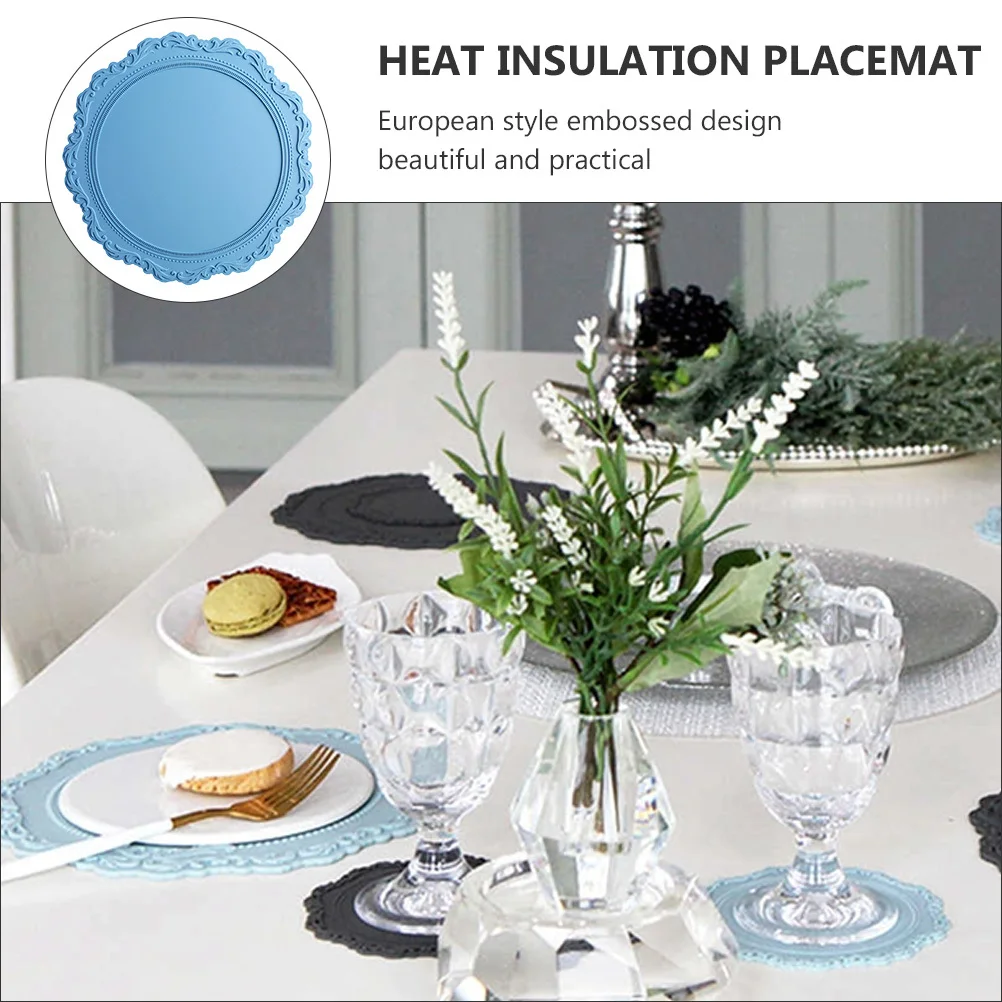 

1Pcs Heat Resistant Silicone Pot Placemat European Style Embossed Flower Design Non-Slip Dinner Table Mat Anti-Scald