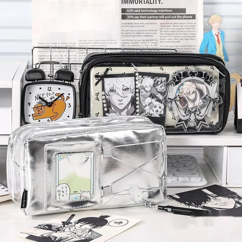 

Silver F Pencil Case PU Transparent Layer Itabag Japan Interlayer Dirt Resistant Waterproof Multifunctional Large Capacity Box