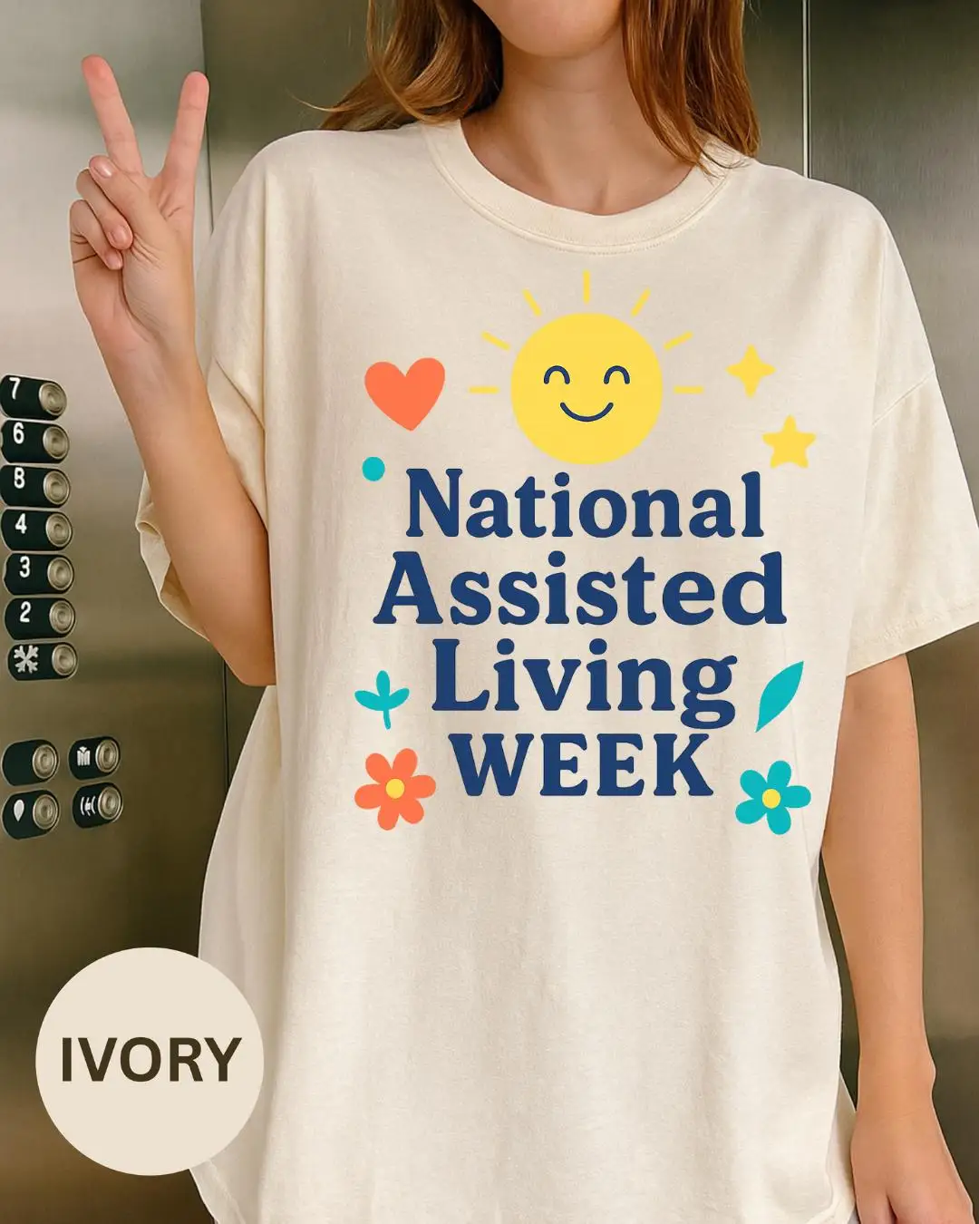 Women's Plus Size National Assisted Living Week T-shirt  Cotton Breathable Fashionable and Versatile Unisex Streetwear Oversized