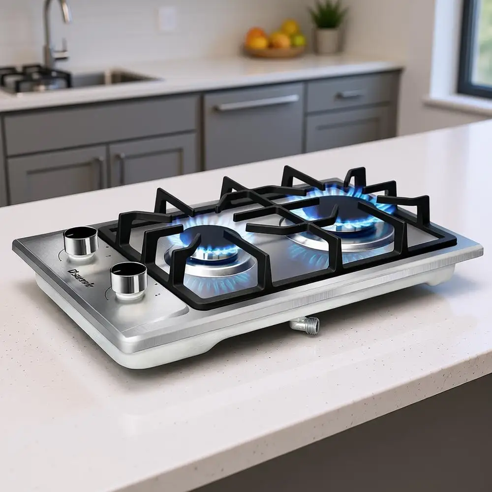 

Portable Dual-Fuel 12 Stainless Steel Gas Cooktop with Flame-Out Protection for RV, Indoor & Outdoor Use