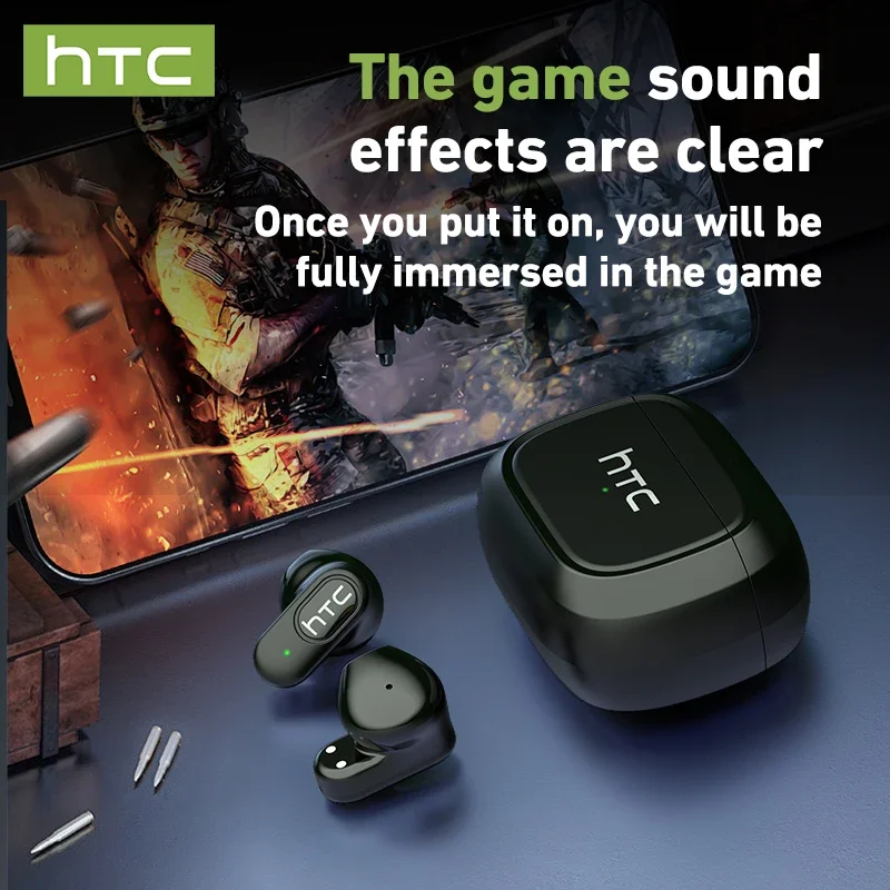 سماعات بلوتوث HTC NE51 TWS سماعات رأس لاسلكية رياضية طويلة العمر مع ميكروفون داخل الأذن سماعات أذن مترجم AI #5