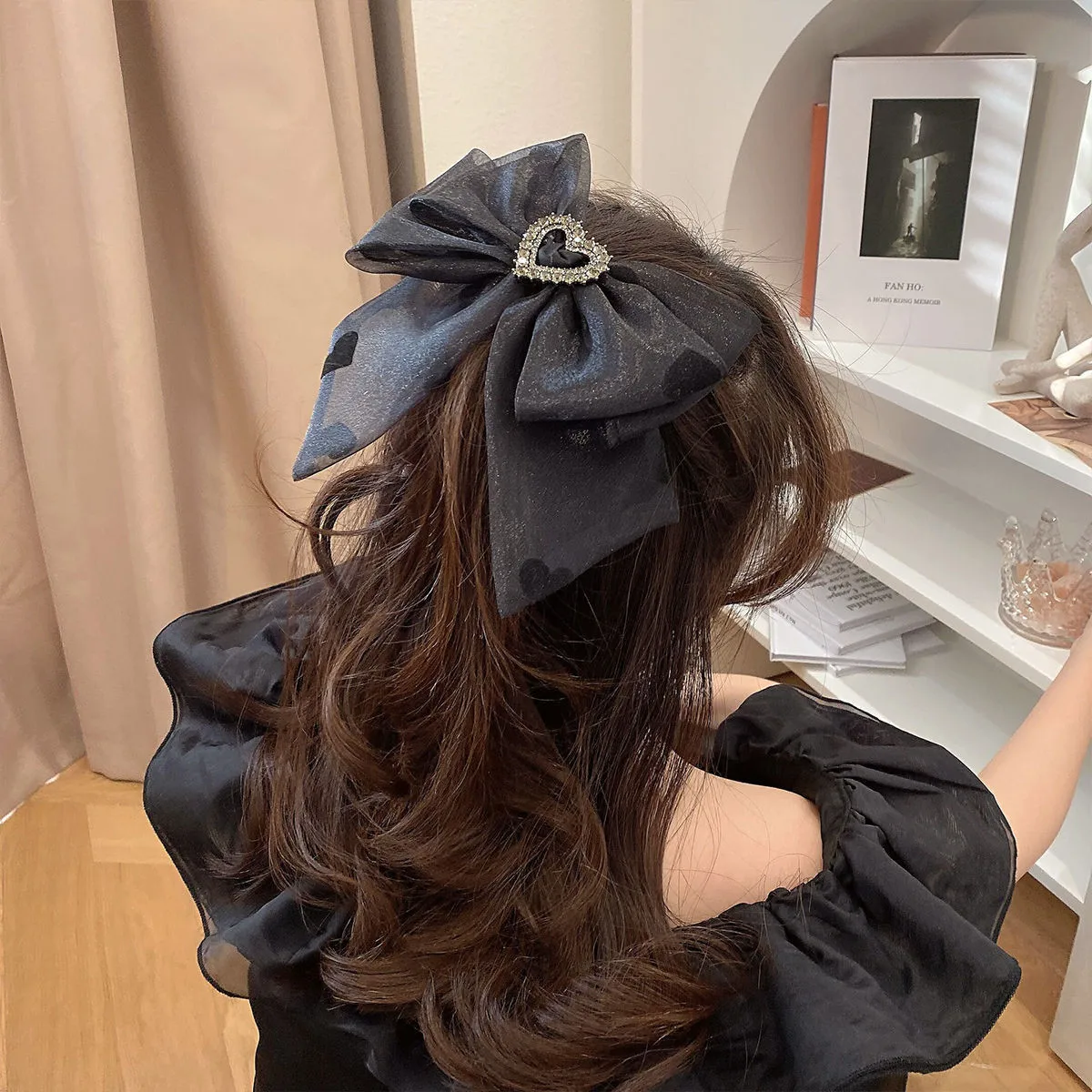 

summer The New Temperament Bow Hairpin Organza love Hairclip Headdress Girls Back Head Elegant Clip Headdress Korean