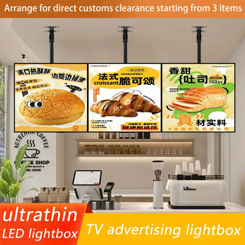 

Ultra thin TV lightbox billboard wall mounted hanging milk tea shop illuminated menu display board signboard LED light board