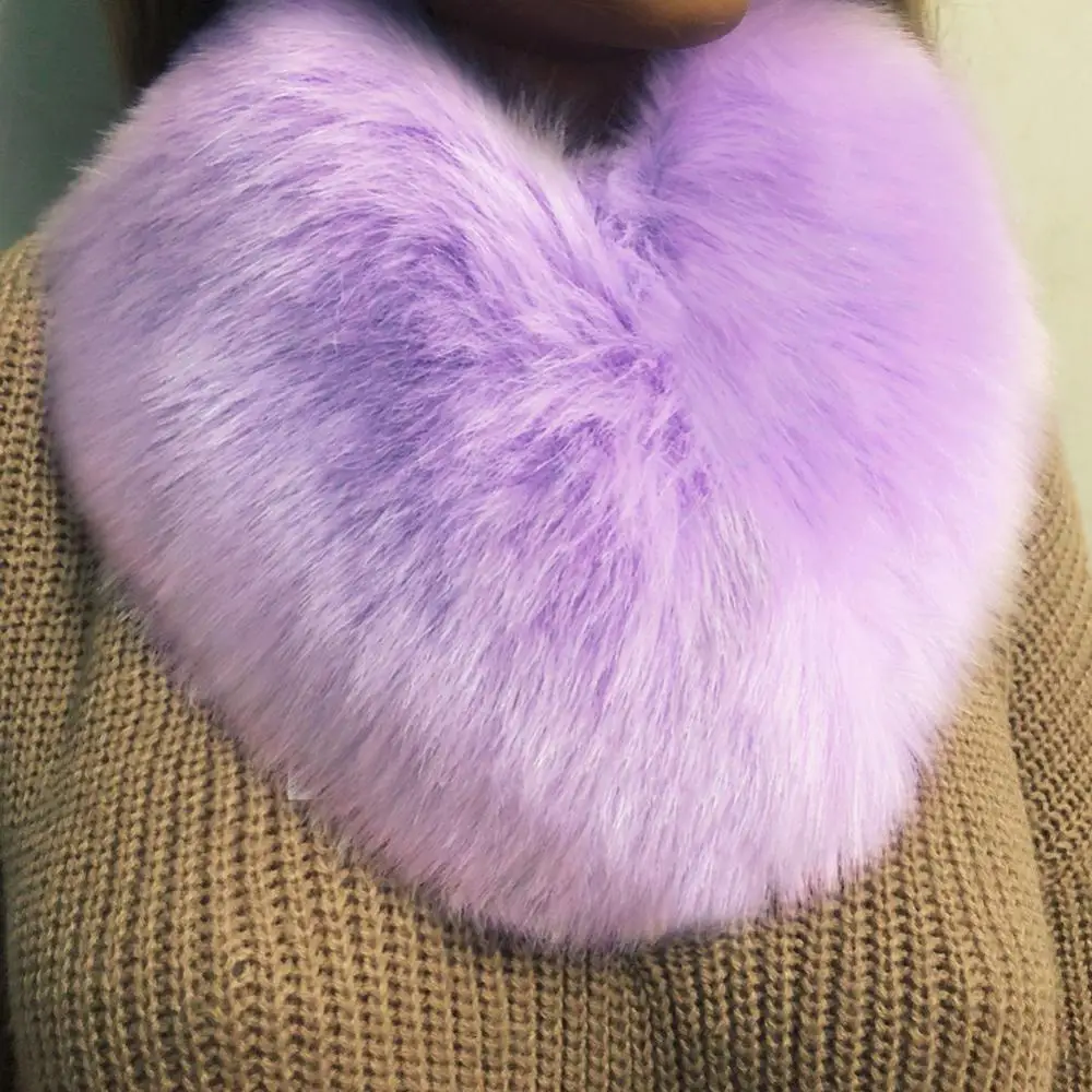 Neck Warmer Faux Fox Fur Collar Shawl Heart Shape Furry Fur Collar For Winter Coat Fashion Faux Fur Fluffy Collar Scarf Wrap