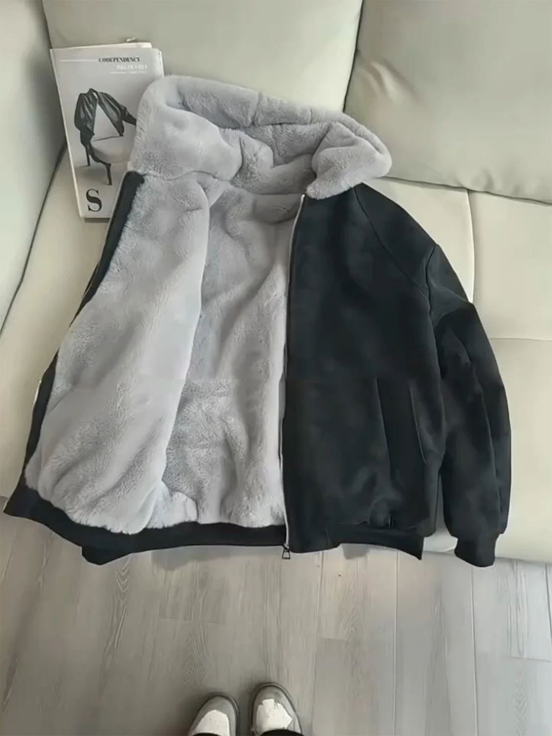 

Мужская демисезонная куртка Bla Thiened Warmth из искусственной кожи с меховым воротником, на молнии, повседневная, осенне-зимняя...