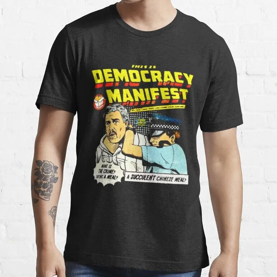 Kaus lengan panjang atau pendek, t-shirt esensial demokrasi baru, lengan panjang atau pendek