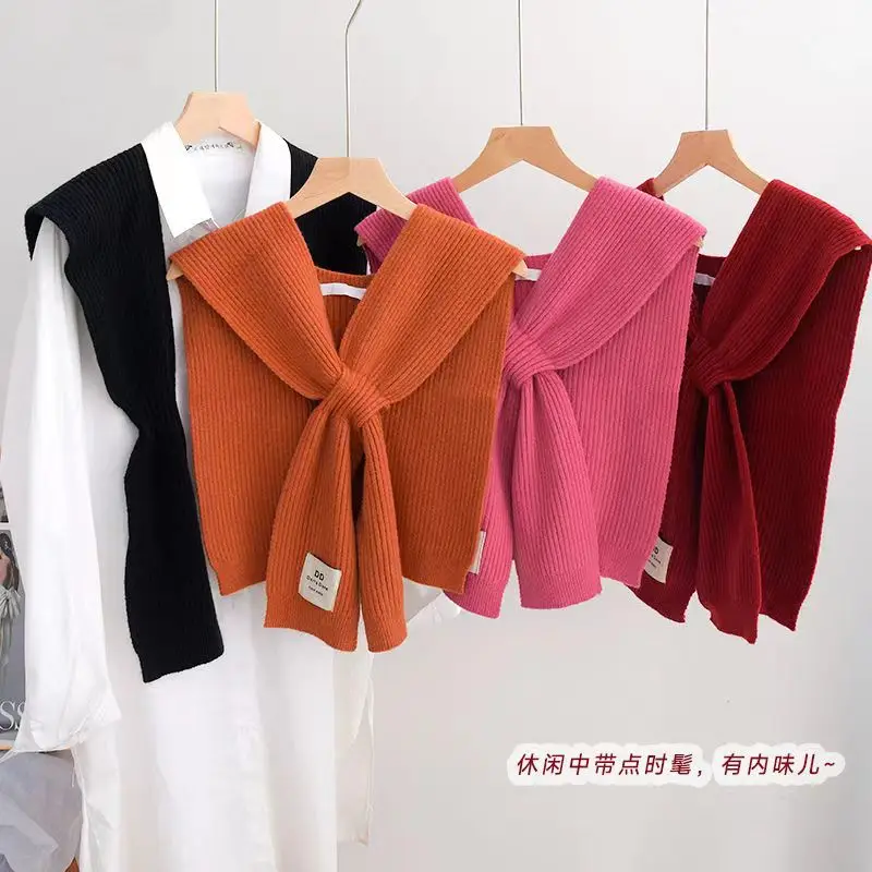 DEAT Knitted V Neck Cape Women Lace-up Solid Color Versatile Batwing Style Fashion Outwear New 2024 Autumn Female