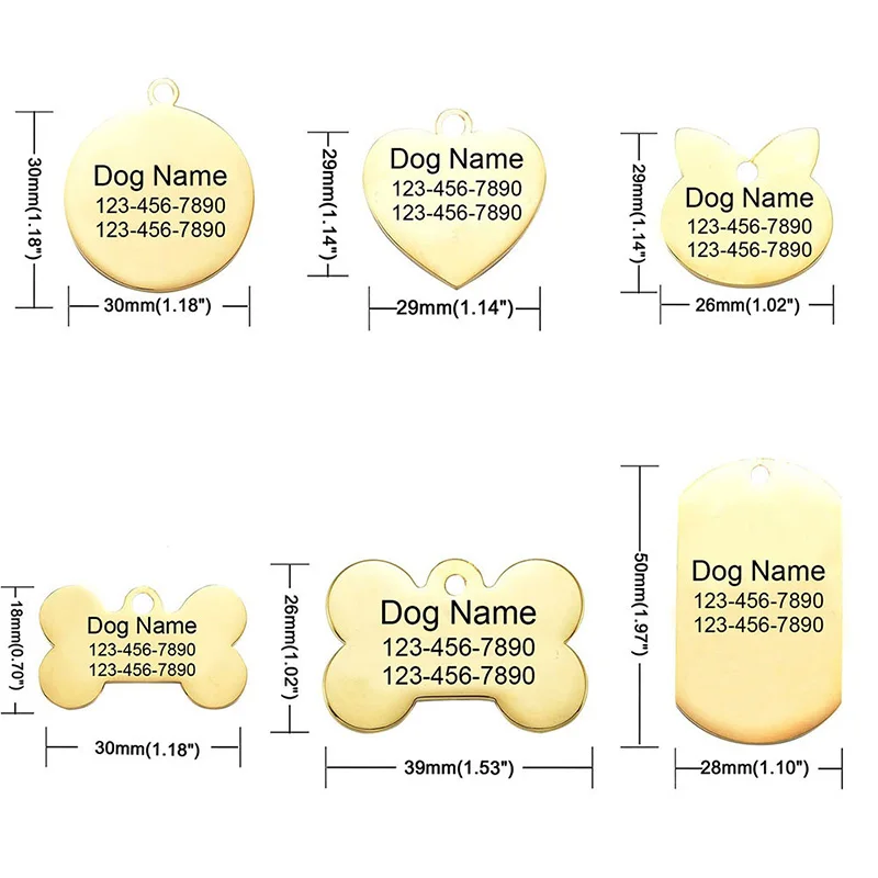 Customized Dog ID Tag Engraved Personalized Pet Collar Stainless Steel Pendant Anti-Lost Pet Cat Dog Phone Number Name Tags