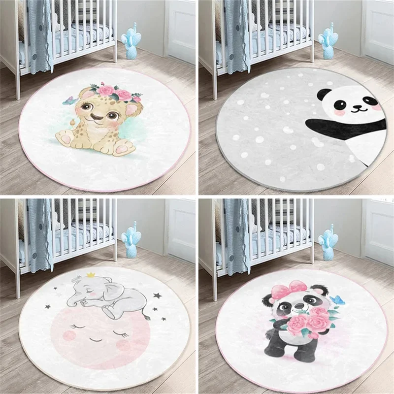 Tiere runder Teppich Wolken boden Teppich Cartoon rutsch feste Kreis Teppiche Mond Anti-Rutsch-Matte Schloss Bereich Teppiche rosa Teppich für Kinderzimmer