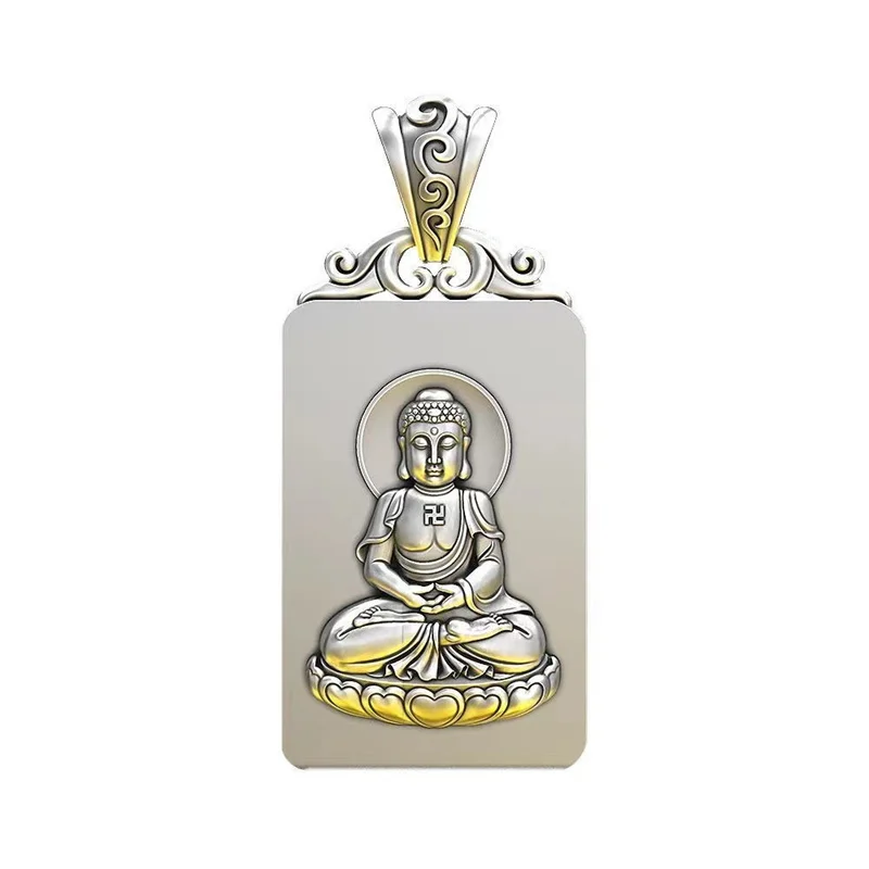

Retro Lotus Terrace Tathagata Avalokitesvara Necklace Men Women Jewelry Blessing Buddha Amulet Pendant Male Choker Accessories