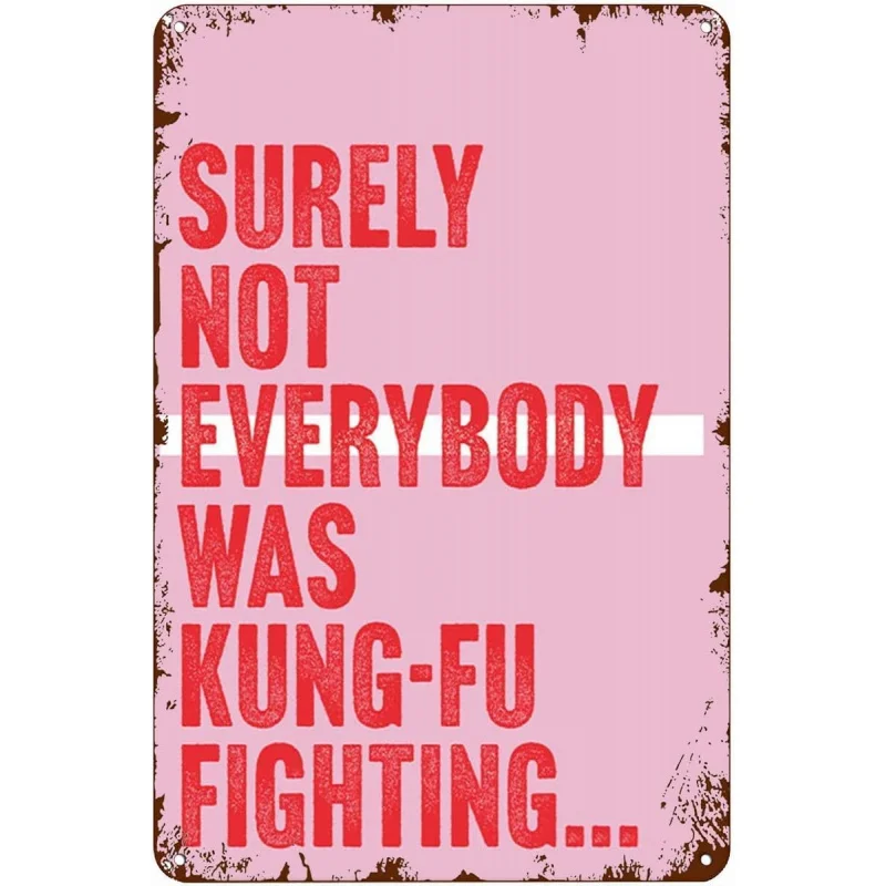 Iron Painting Kung Fu Fighting Retro Metal Logo Art Plaque Wall Decoration Fun Home Kitchen Garage Bar Cafe Poster 8x12 inches