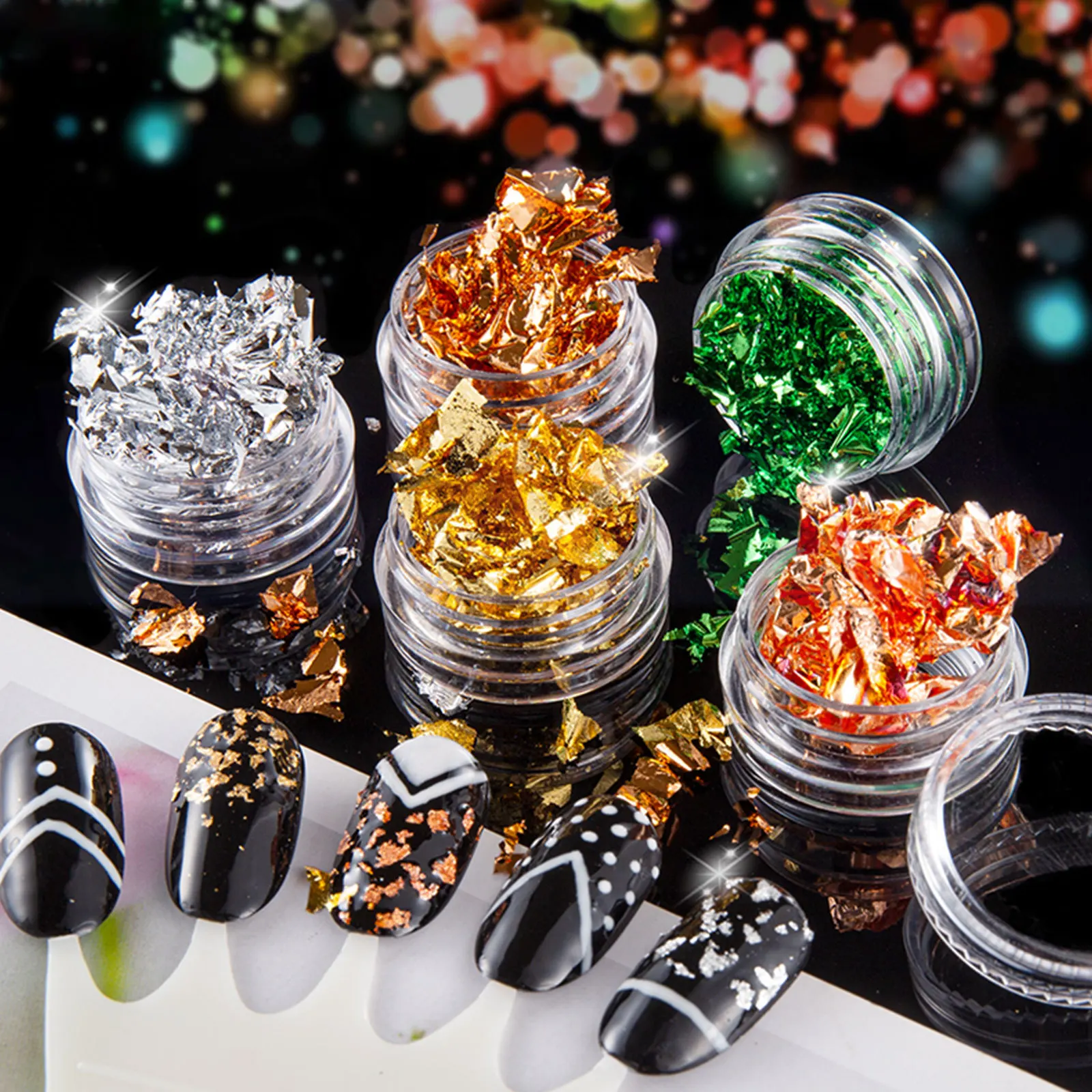 Kit de tranches de feuille d'aluminium dorée et argentée, 3 pièces, autocollants pour manucure à faire soi-même, fournitures pour Nail Art pour femmes