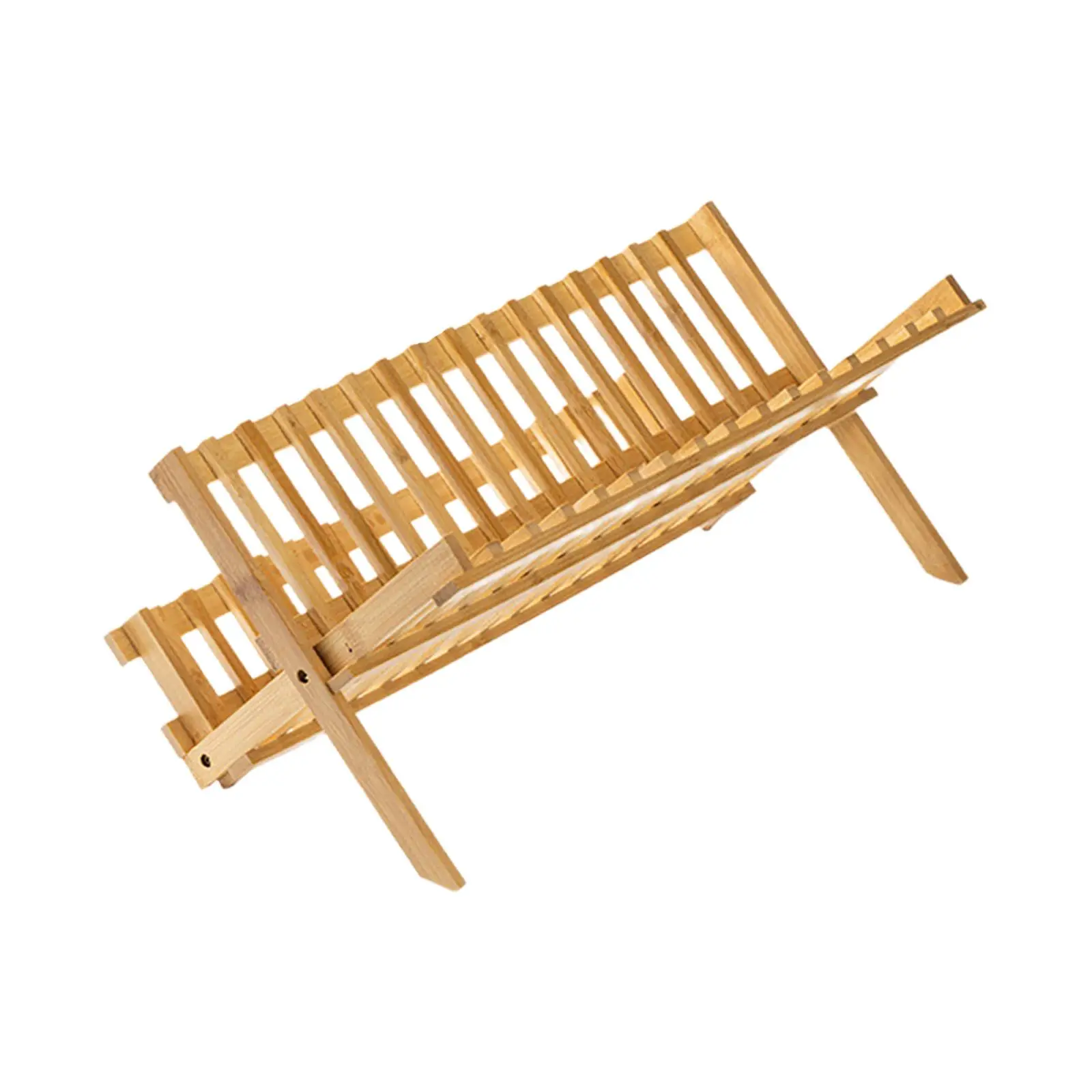 

Bamboo Dish Drying Rack, Flatware Holder, Space Saving, 2 Tier Dish Drainer Rack for Cafe Home Kitchen Dining Room