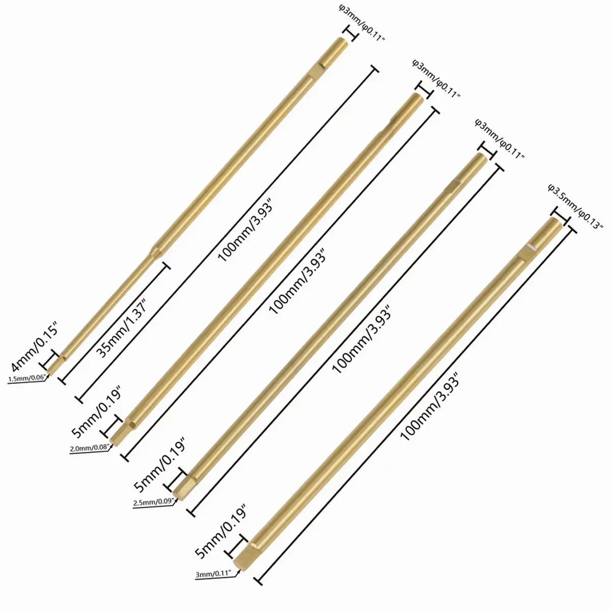 Remplacement de tournevis hexagonal plaqué titane, tête de coupe dorée, 1.5mm 2mm 2.5mm 3mm, outil de bricolage pour Drone de voiture RC Quadcopter