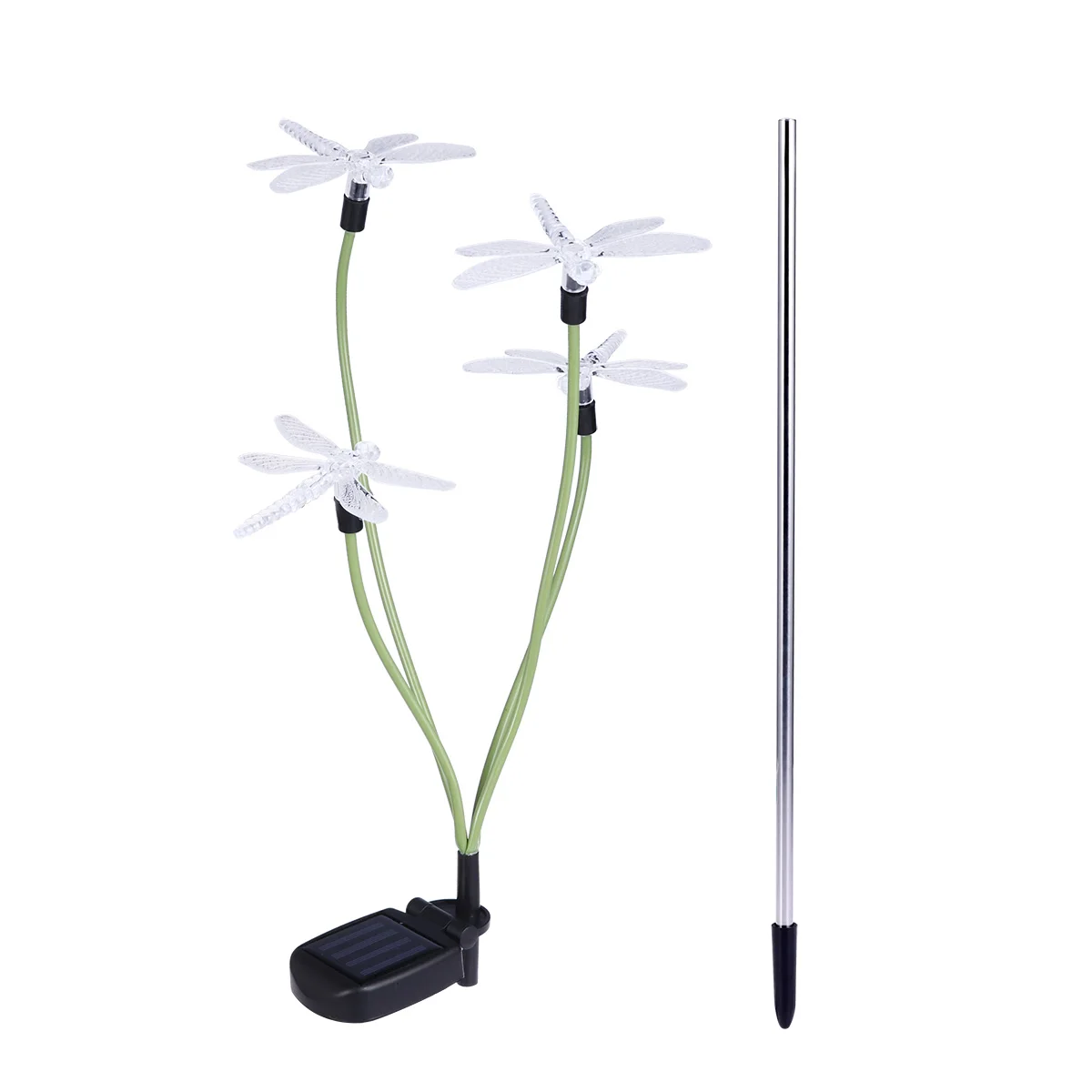 Color-changing LED Lawn Light Solar Powered Dragonfly Shaped Garden Night Lamp Ground Plug Outdoor Lighting Landscape Decor