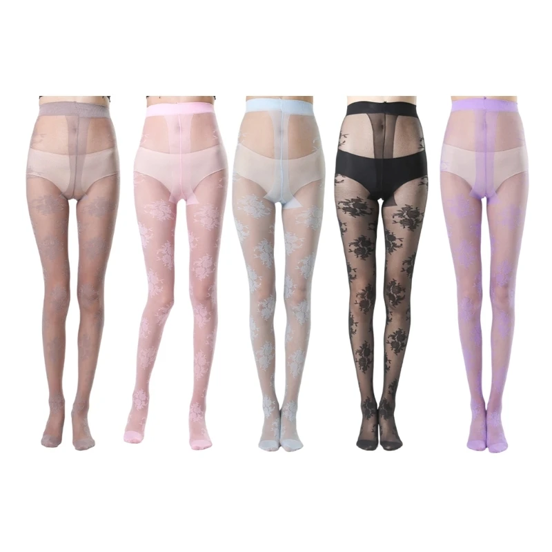 X4YC Women Tights Floral Patterned Pantyhose Stockings Sheer Tights Pantyhose Gift