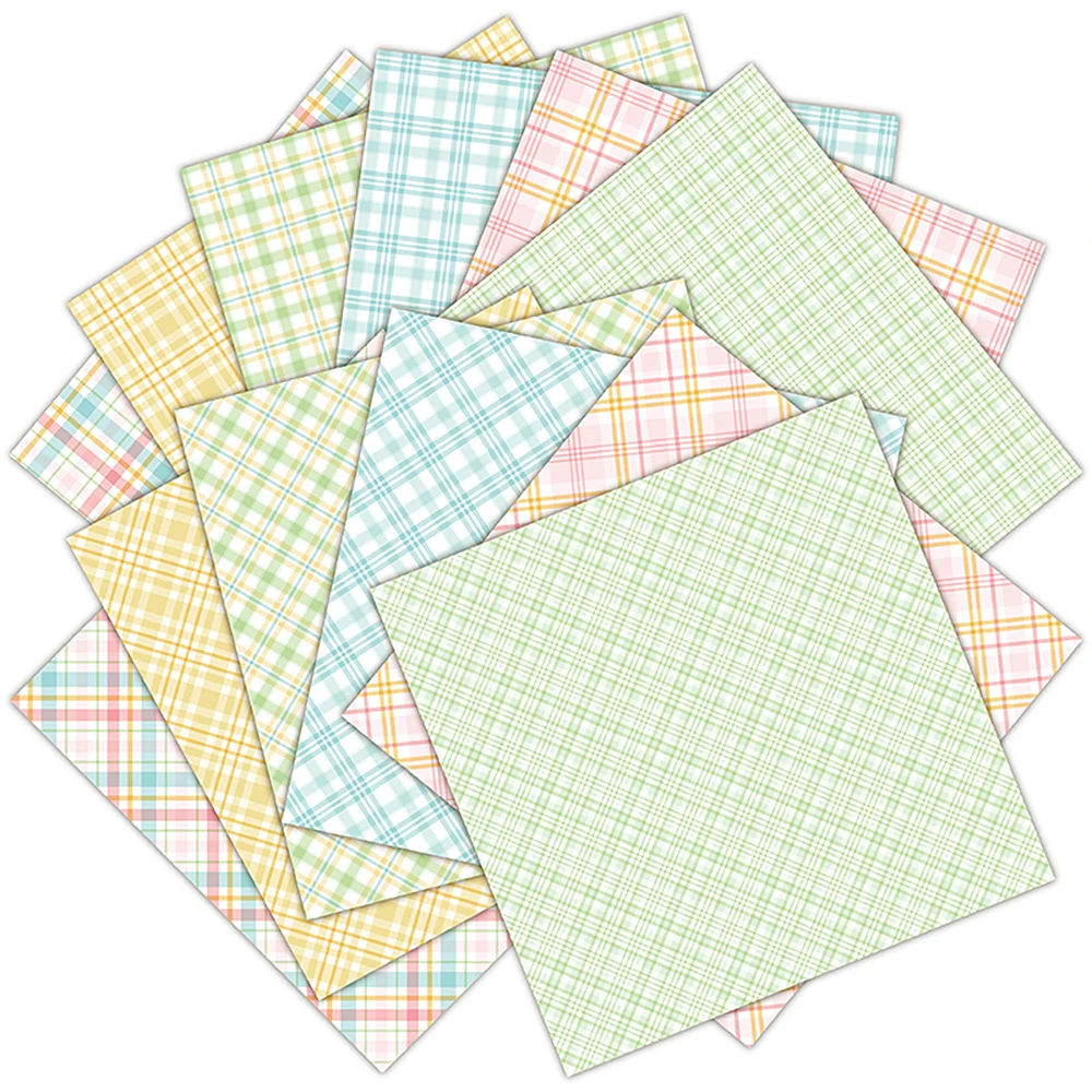 12 Pieces Of Background Paper With Colorful Checkered Patterns 6-inch Decorative Paper