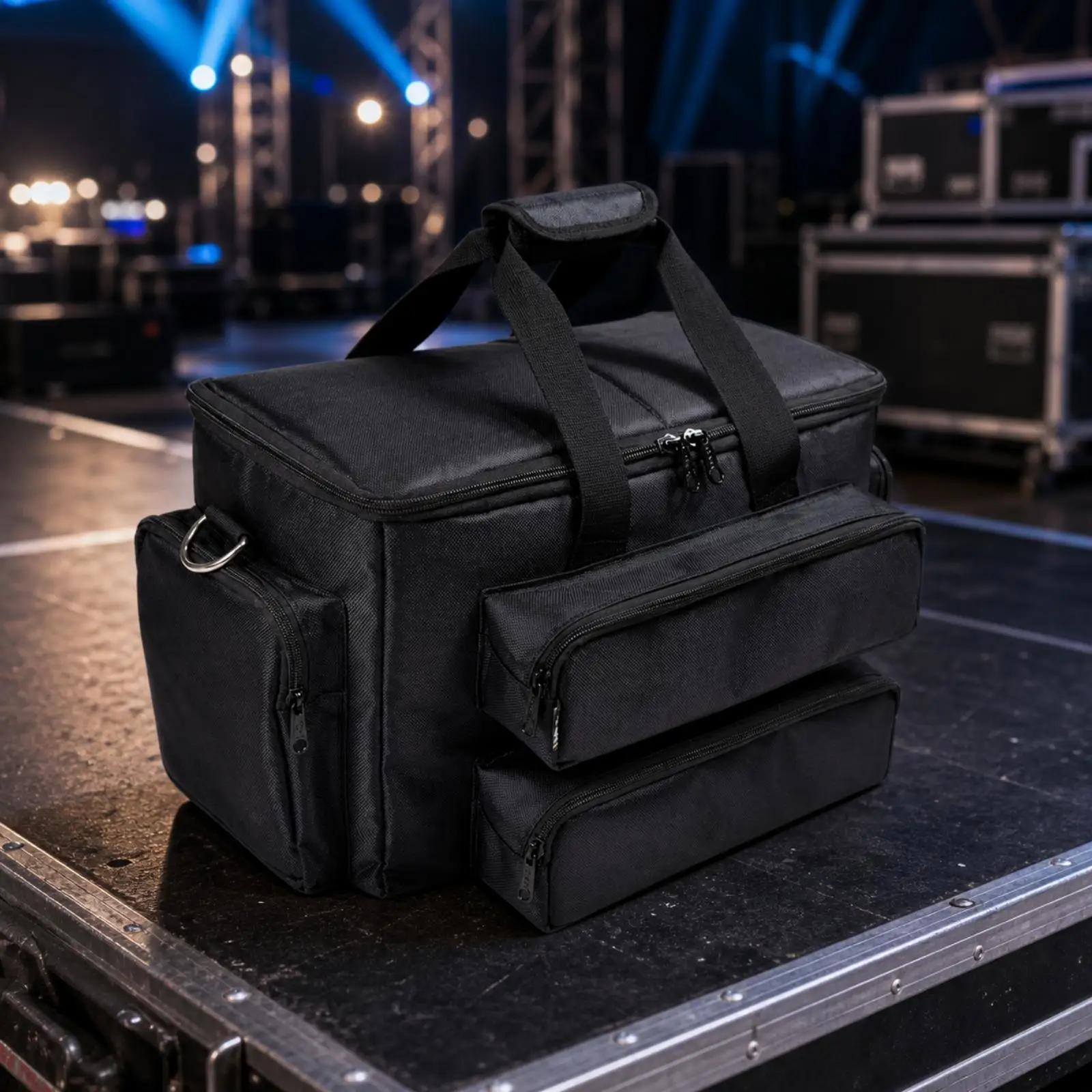 Karaoke Machine Bag Zippered Speaker Carrying Bag Multi-Pocket for Mobile Setups