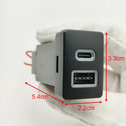 Imagen 2 del producto Ajuste para Toyota nuevo cargador USB de coche PD cargador rápido QC3.0 cargador rápido dual botón adaptador tipo C