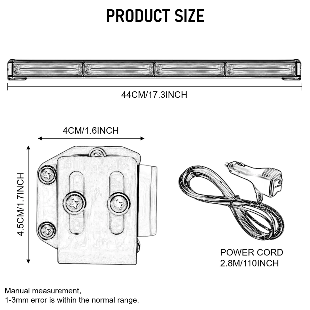 LED ستروب أضواء الشرطة للسيارات مصباح تحذير الطوارئ COB عمود إضاءة Led مستشار المرور مصباح يدوي مصباح إشارة اكسسوارات السيارات #3