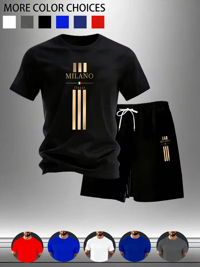 

New Street Trendy Men's Summer Breathable Sportswear Short Sleeve Shorts Lightweight Quick Drying Comfortable Fashionable Sports
