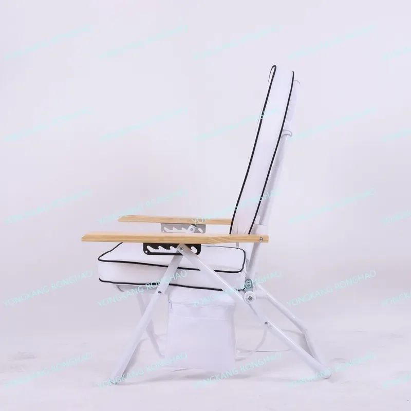 Portable Folding Camping Chair with Solid Wood Armrests Outdoor Beach Director Seat for Home Garden Commercial Use