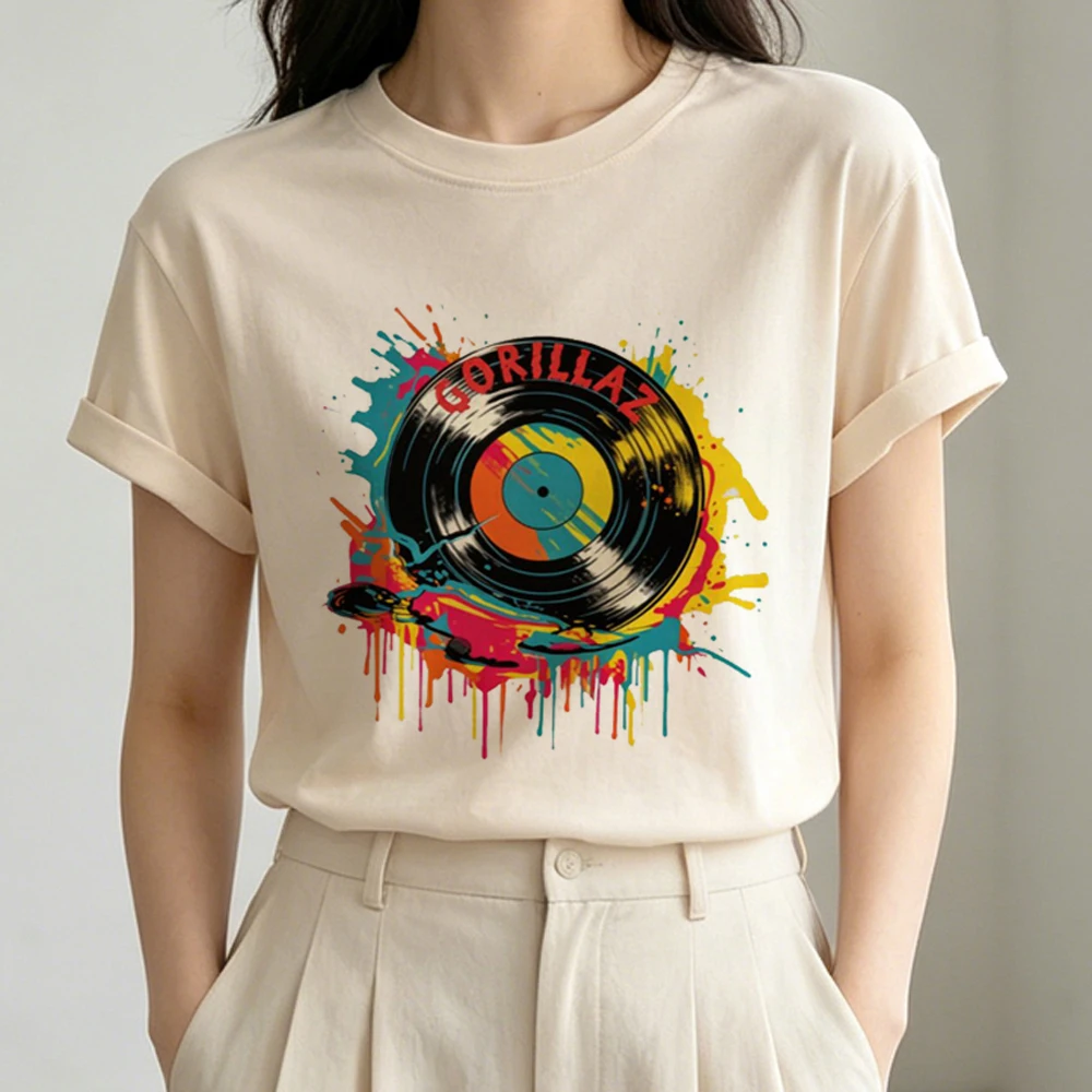 Gorillaz t shirt girl manga summer streetwear scene  gyaru shirt manga clearance sales 80s aesthetic dollette